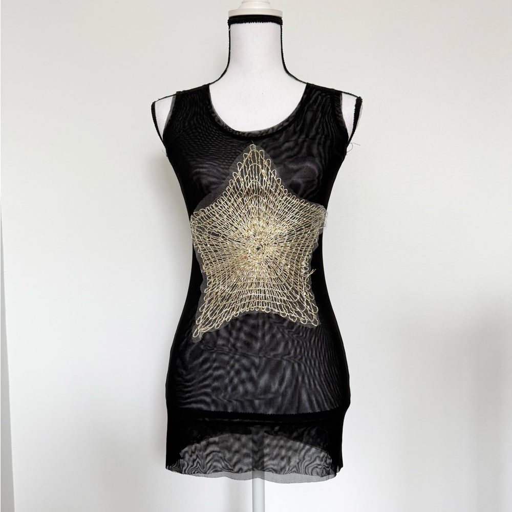 Black Dress with Gold Star Design